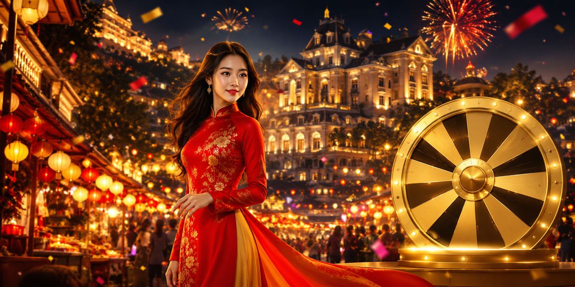 Người chơi tham gia sự kiện may mắn và giao dịch tại Đà Lạt trong trang phục áo dài